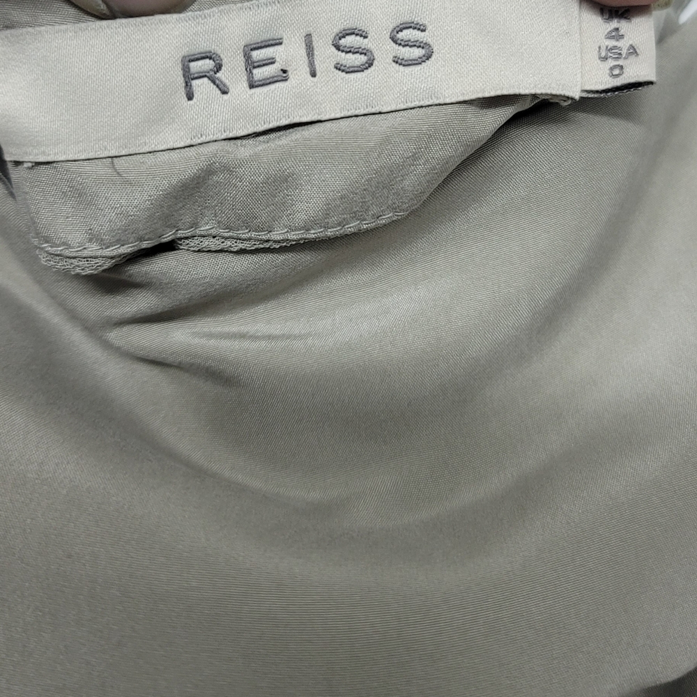 Reiss Kate Silk Tie Waist Skinny Leg Jumpsuit Womens 4 Taupe - Picture 12 of 16
